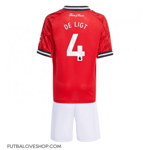 Dres Manchester United Matthijs de Ligt #4 Domáci pre deti 2025-26 Krátky Rukáv (+ trenírky)